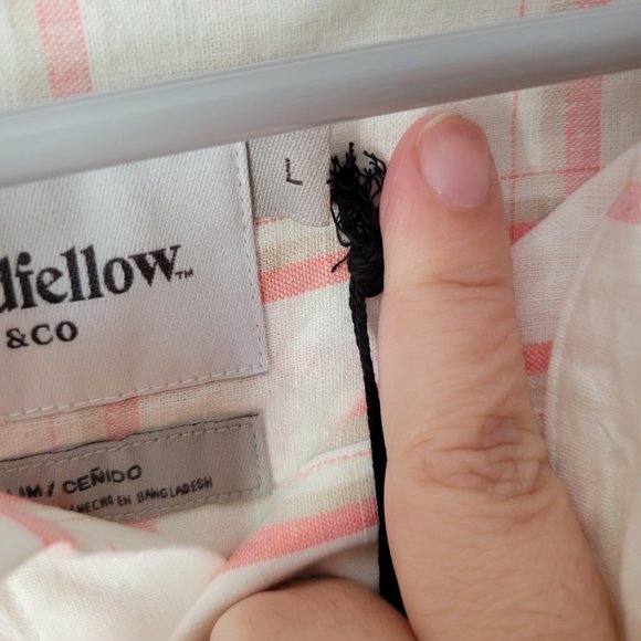 Goodfellow Button Up Shirt Men's Large Pink & Cream Short Sleeve Collared NWT - Picture 3 of 5